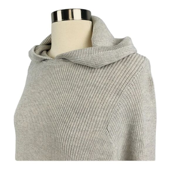 Athleta | Rest Day Hoodie Sweater Dove Grey Knit Pima Cotton Silk Blend | S - Picture 2 of 10
